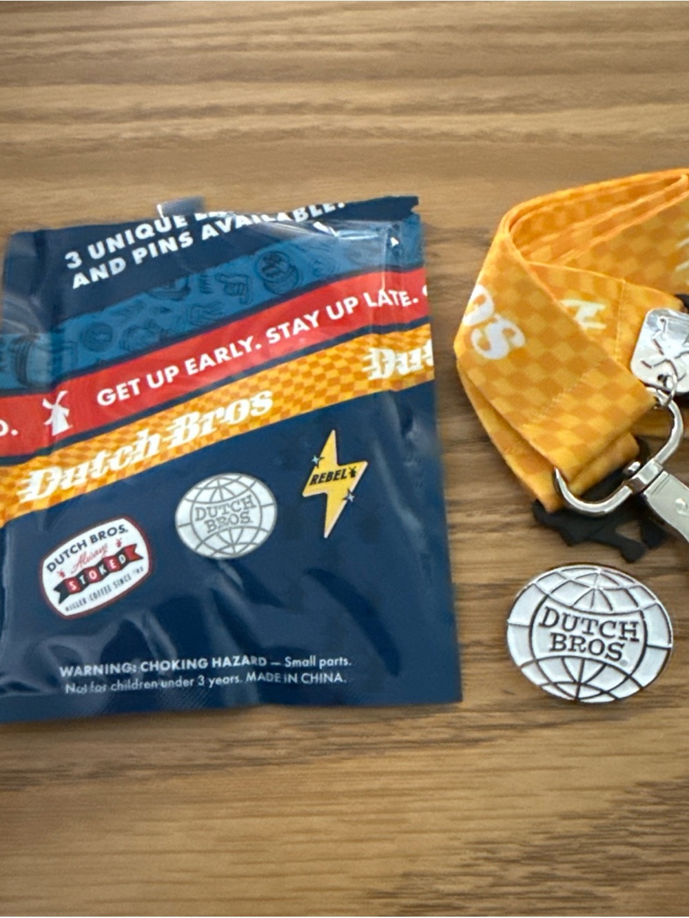 Dutch Bros June 25th 2026 Lanyard/Pin Drop Yellow Lanyard Circle Pin